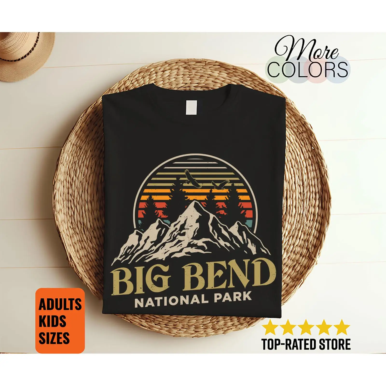 Outdoor Camping In Texas - Camiseta Vintage del Parque Nacional Big