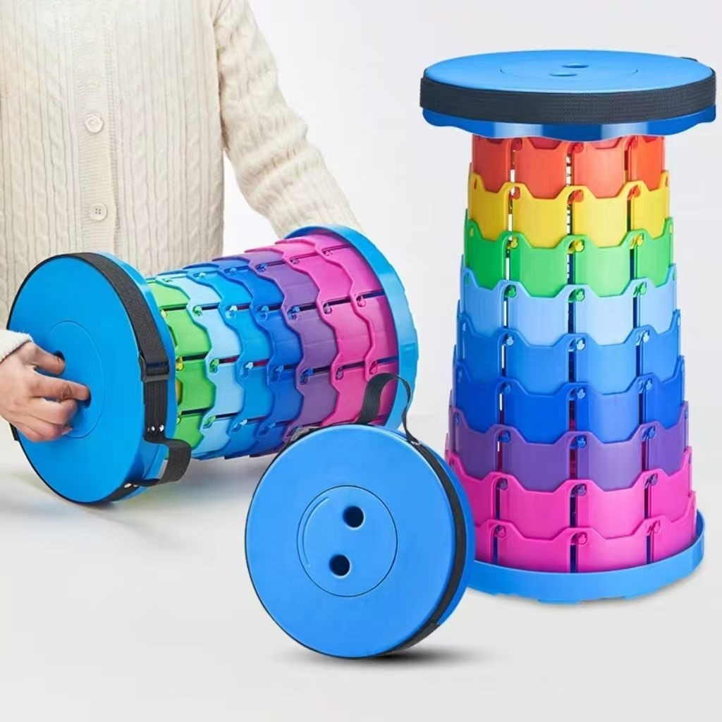 Outdoor Camping Chairs - Taburete Telescópico Plegable Rainbow para Camping,