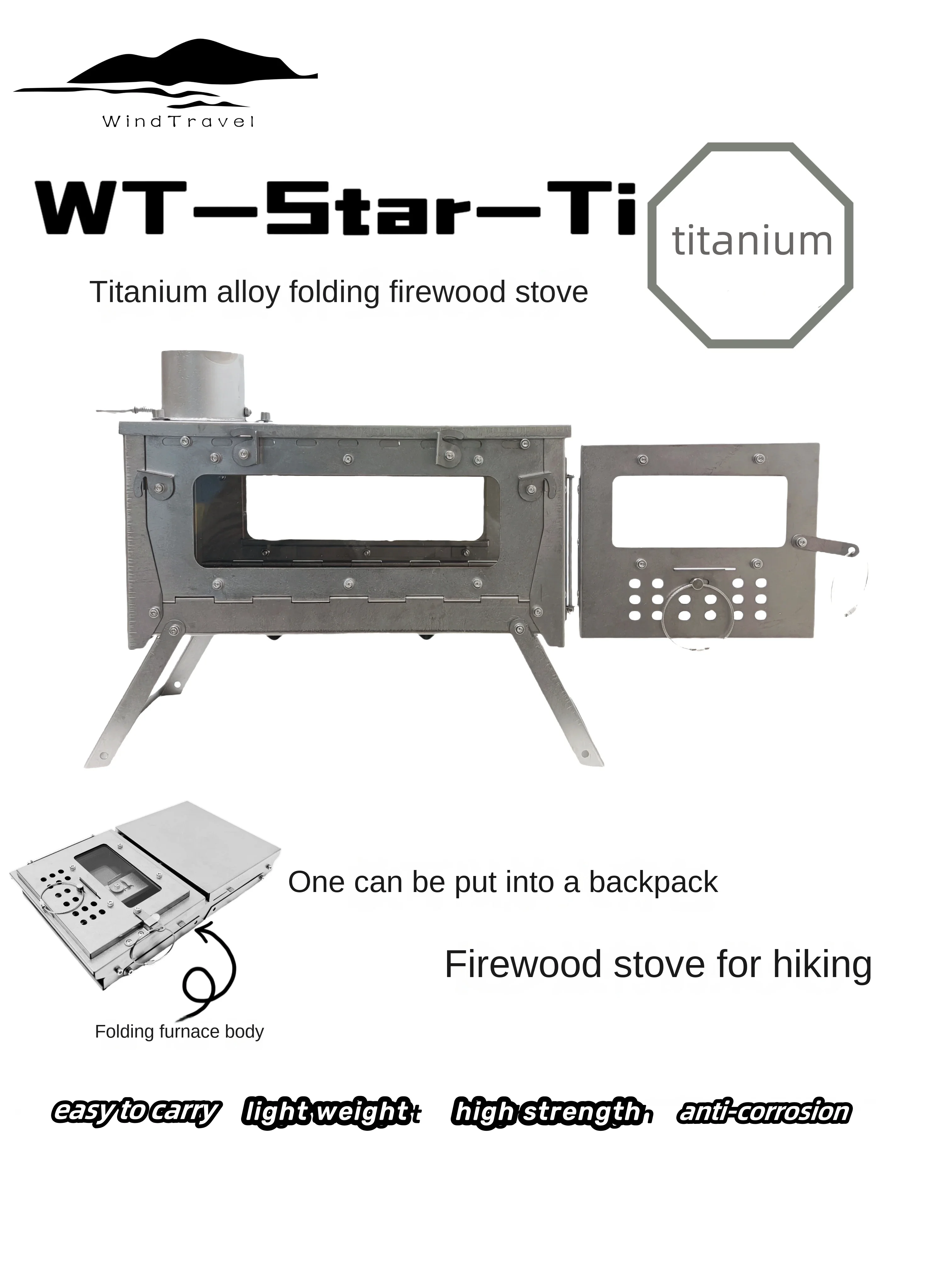 Outdoor Camping Heater For Tent - Estufa de leña plegable de aleación