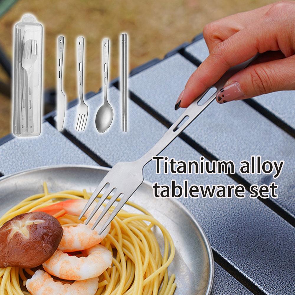 Outdoor Camping Glamping Share - Cuchara de titanio con mango largo