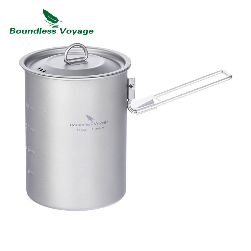 Outdoor Camping Dining Set - Boundless Voyage-olla de titanio de 900ml,