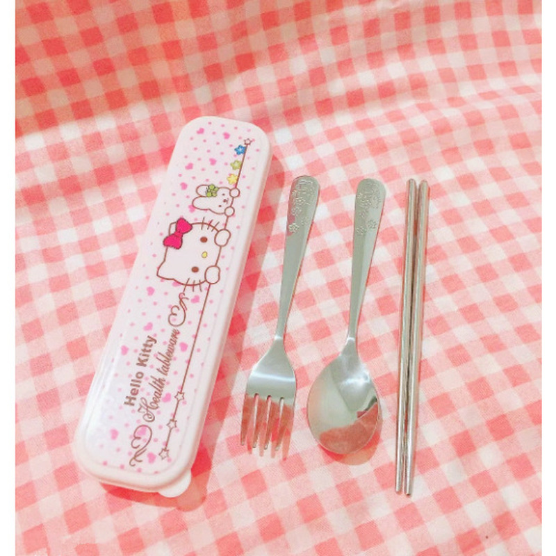 Outdoor Camping Dining Set - Juego de Cubiertos Portátil Hello Kitty