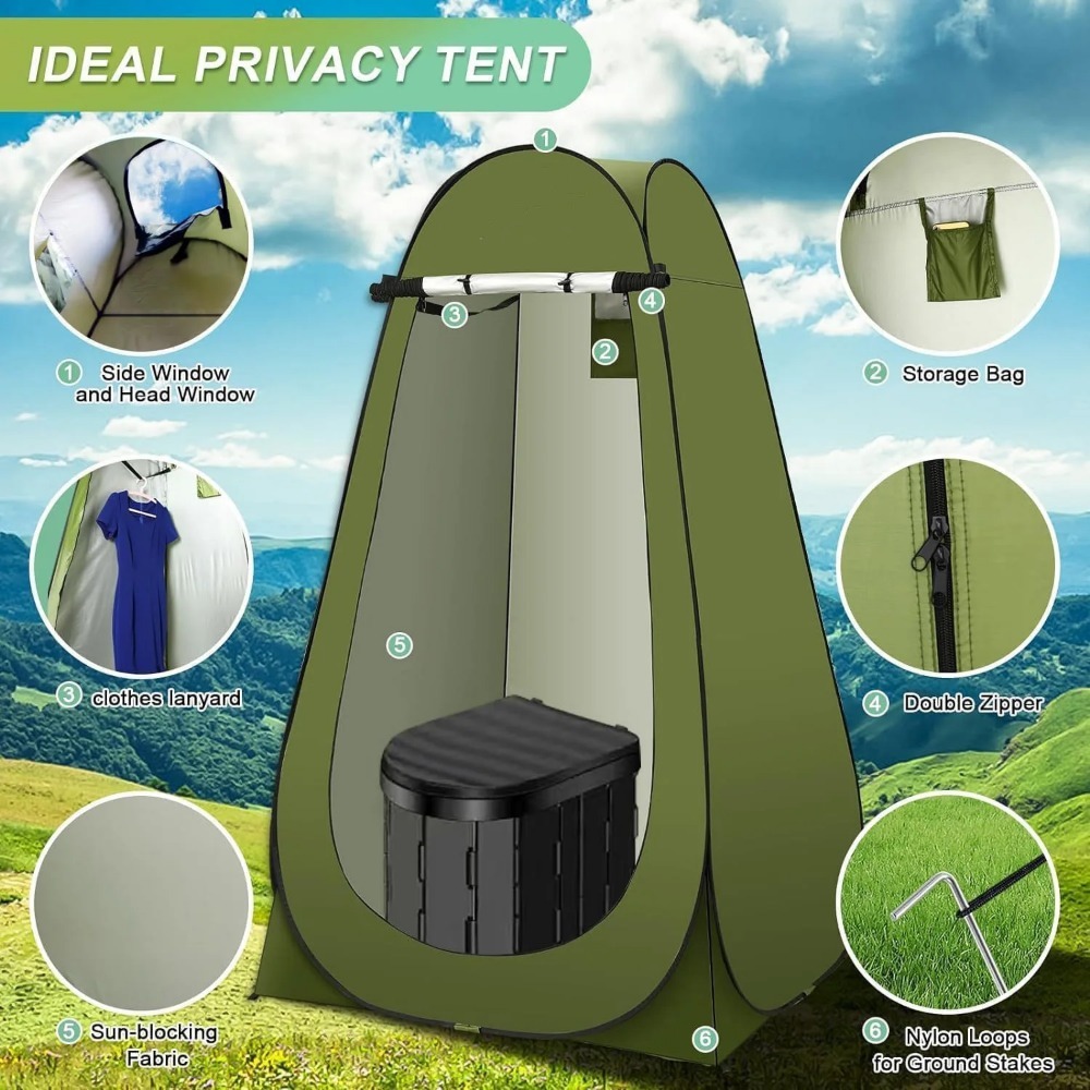 Carpa de privacidad plegable p - Outdoor Camping Toilet Tent reseña y precio