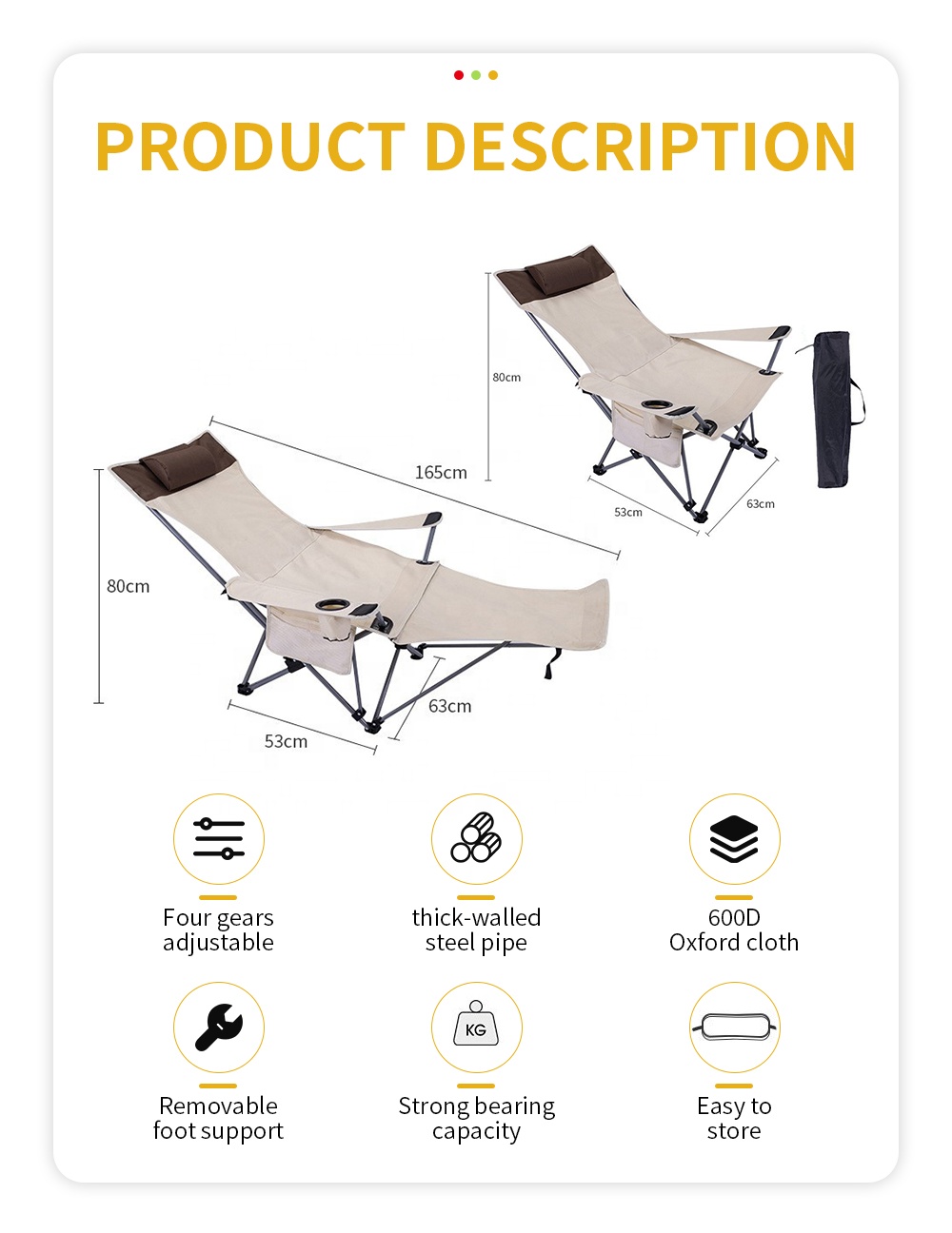 Silla Reclinable Plegable Port - Outdoor Camping Chairs reseña y precio