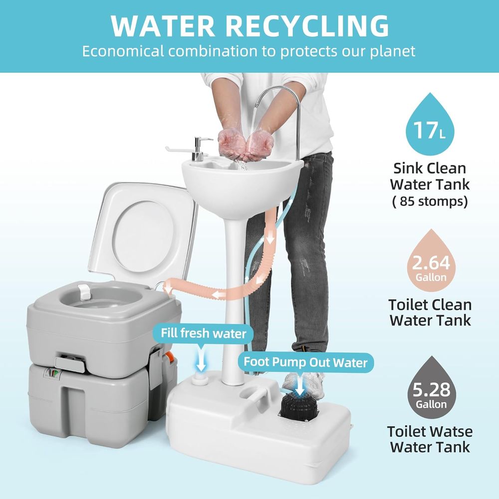 Fregadero portátil de 17L para - Portable Camp Toilet reseña y precio