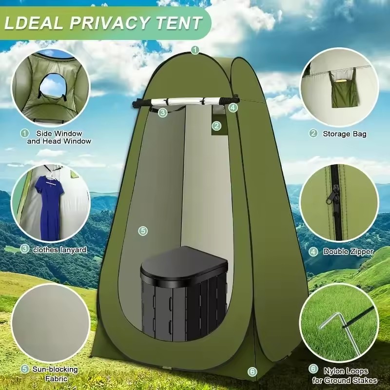 ‌ Tienda de campaña para inodo - Outdoor Camping Toilet Tent reseña y precio